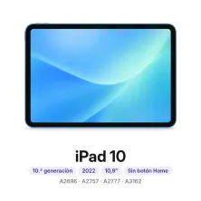 iPad 10: 10.ª generación, 2022, 10,9″, sin botón Home, modelos A2696, A2757, A2777 y A3162. Cambiar pantalla iPad 10 en Madrid