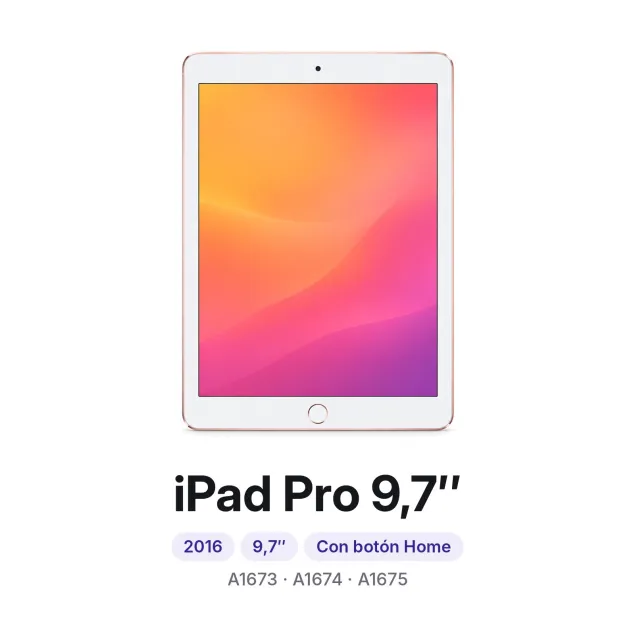 iPad Pro 9,7″: 2016, 9,7″, con botón Home, modelos A1673, A1674 y A1675. Cambiar batería iPad Pro 9,7″ en Madrid