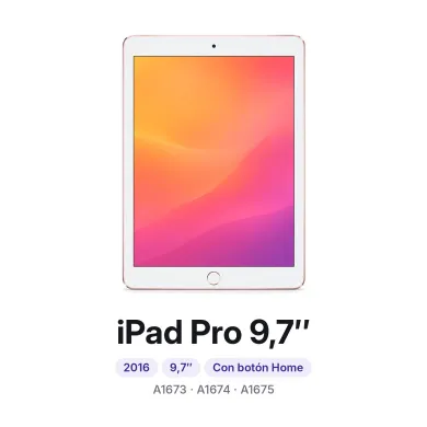iPad Pro 9,7″: 2016, 9,7″, con botón Home, modelos A1673, A1674 y A1675. Cambiar batería iPad Pro 9,7″ en Madrid