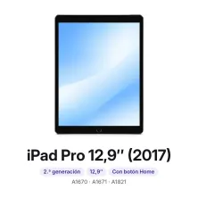 iPad Pro 12,9″ (2017): 2.ª generación, 12,9″, modelos A1670, A1671 y A1821. Cambiar batería iPad Pro 12,9″ (2017) en Madrid