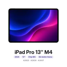 iPad Pro 13″ M4: 2024, 13″, Chip M4, sin botón Home, modelos A2925, A2926 y A3007. Cambiar pantalla iPad Pro 13″ M4 en Madrid