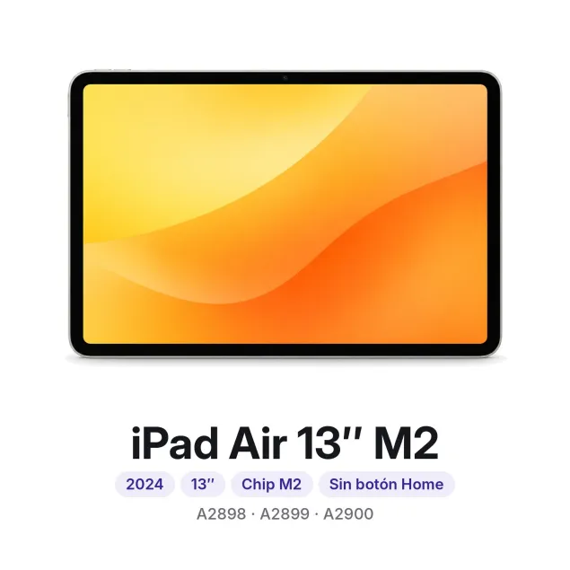 iPad Air 13″ M2: 2024, 13″, Chip M2, sin botón Home, modelos A2898, A2899 y A2900. Cambiar pantalla iPad Air 13″ M2 en Madrid