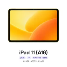 iPad 11 (A16): 2025, 11″, sin botón Home, modelos A3354, A3355 y A3356. Cambiar pantalla iPad 11 (A16) en Madrid