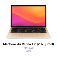 MacBook Air Retina 13″ (2020, Intel): 13″, Intel, modelo A2179. Cambiar batería MacBook Air Retina 13″ (2020, Intel) en Madrid