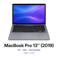 MacBook Pro 13″ (2019): 13″, Intel, con Touch Bar, modelos A1989 y A2159. Cambiar batería MacBook Pro 13″ (2019) en Madrid