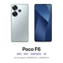 Cambiar pantalla Xiaomi Poco F6 en Madrid: móvil por delante y por detrás, con su número de modelo 24069PC21G