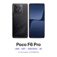 Cambiar pantalla Xiaomi Poco F6 Pro en Madrid: móvil por delante y por detrás, con su número de modelo 23113RKC6G
