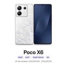 Cambiar pantalla Xiaomi Poco X6 en Madrid: móvil por delante y por detrás, con su número de modelo 23122PCD1G
