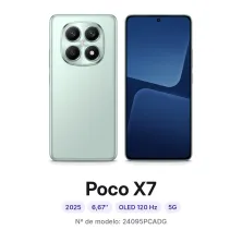Cambiar pantalla Xiaomi Poco X7 en Madrid: móvil por delante y por detrás, con su número de modelo 24095PCADG
