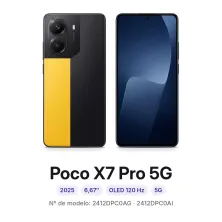Cambiar pantalla Xiaomi Poco X7 Pro 5G en Madrid: móvil por delante y por detrás, con su número de modelo 2412DPC0AG