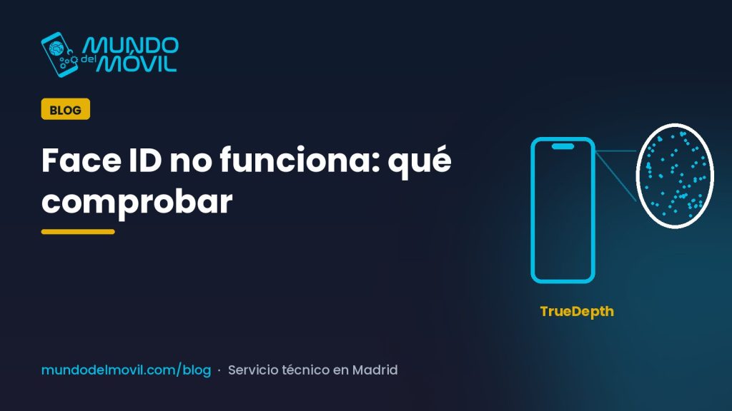 Face ID no funciona: móvil proyectando una cuadrícula de puntos infrarrojos sobre la silueta de una cara