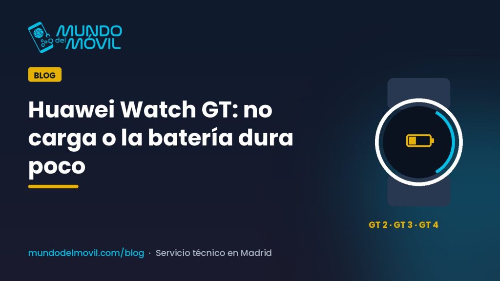 Huawei Watch GT no carga: esfera de un reloj Huawei Watch GT con el icono de batería baja