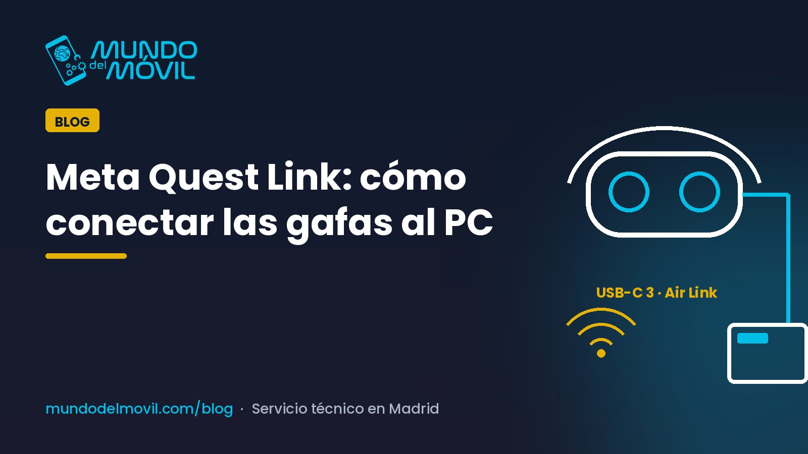 Meta Quest Link: gafas Meta Quest conectadas a un PC por cable USB-C y por Air Link