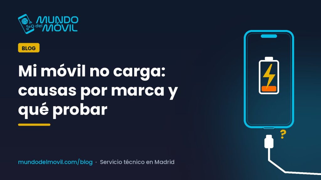 Mi móvil no carga: portada del artículo con un móvil con la batería vacía y el cable desenchufado