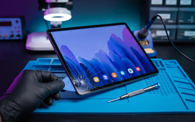 Tablet Samsung con la pantalla rota